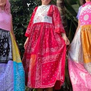 Bandana dress with quilt square
